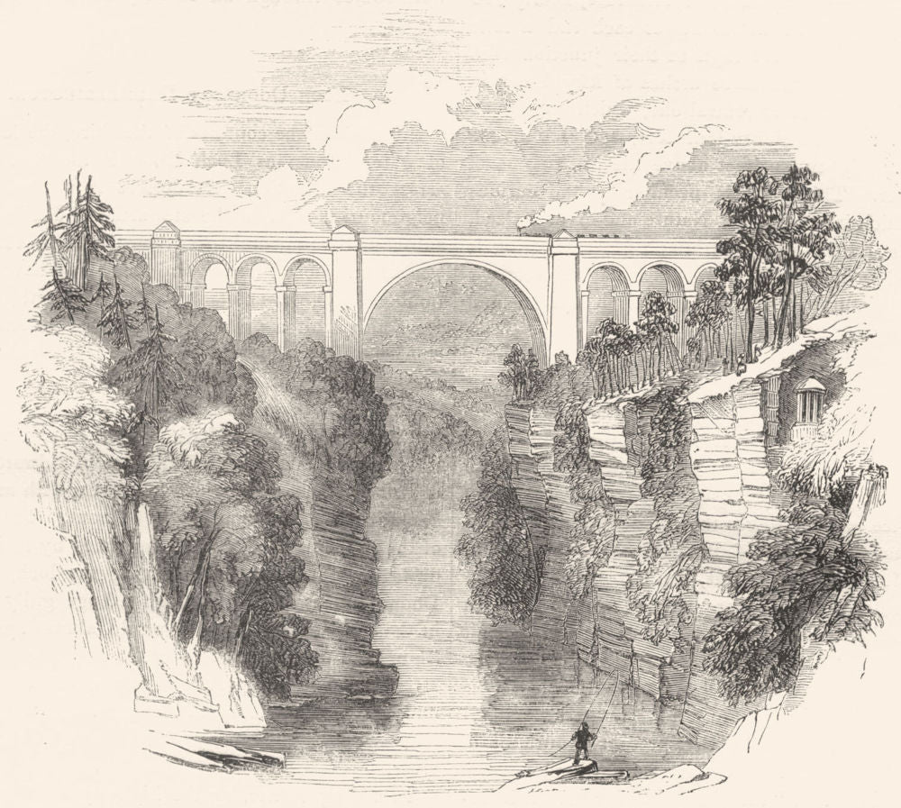 SCOTLAND. Ayrshire. Viaduct at Ballochmyle 1850 old antique print picture